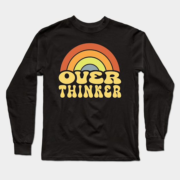 Retro Rainbow Logo Overthinker Long Sleeve T-Shirt by Inspire Enclave